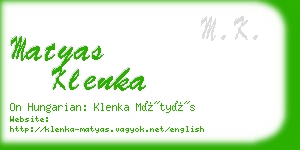 matyas klenka business card